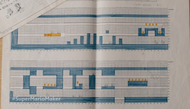 Making of Super Mario Bros Miyamoto Graph Paper Level Design 1-2 Underground 1984 Art Official