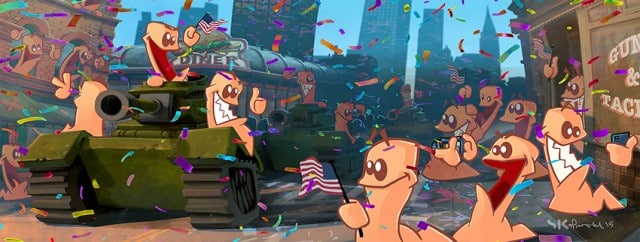 Worms WMD Artwork Hilarious USA Parade Official Xbox One PC