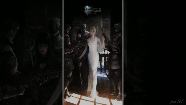 Final Fantasy XV Artwork Lunafreya Black Haired Woman in Background Xbox One PlayStation 4 Official