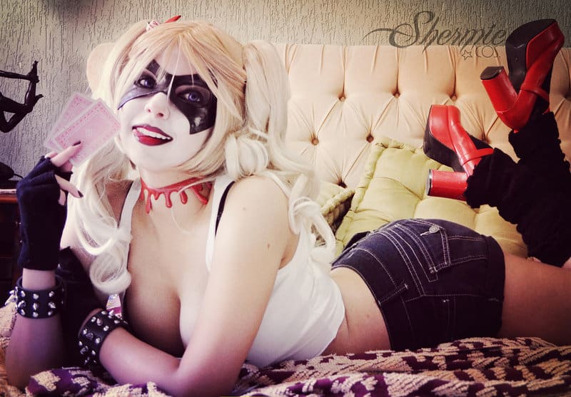 Harley Quinn Shermie Sexy Cosplay Wanna Play Cards In Bed With Me