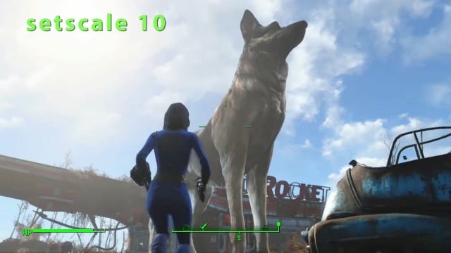 Fallout 4: setscale 10 Cheat to Supersize Dogmeat