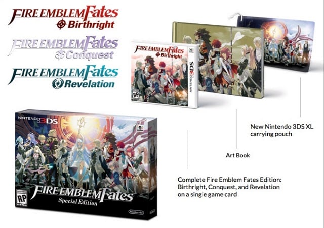 Fire Emblem Fates Collectors Edition 3DS Artbook Carrying Pouch Conquest Birthright Revelation Logos Box Artwork
