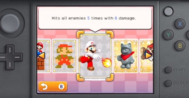 Mario and Luigi Paper Jam Amiibo Character Battle Cards Selection Tanooki Mario Statue Gameplay Screenshot 3ds
