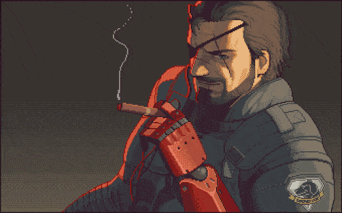 Metal Gear Solid V GIF Animation Snake Cartoon Smoking Cool