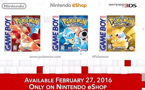 Pokemon Red Blue Yellow 3DS Release Date eShop Box Artwork