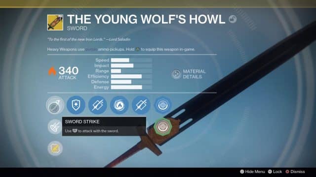 Destiny: Rise of Iron The Young Wolf's Howl Exotic Sword