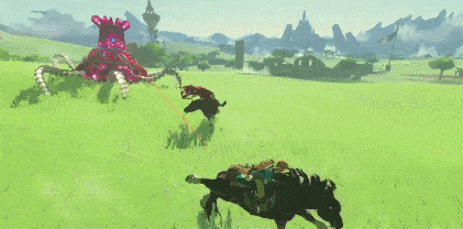 The Legend of Zelda: Breath of the Wild Link battles Guardian