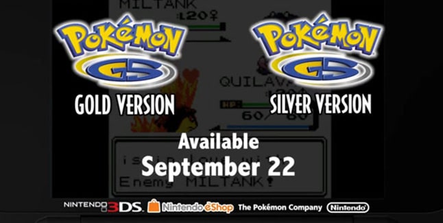Pokemon Gold and Silver eShop September 22