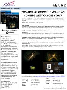 Yomawari Midnight Shadows Press Release