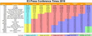E3 2018 Press Conference Schedule