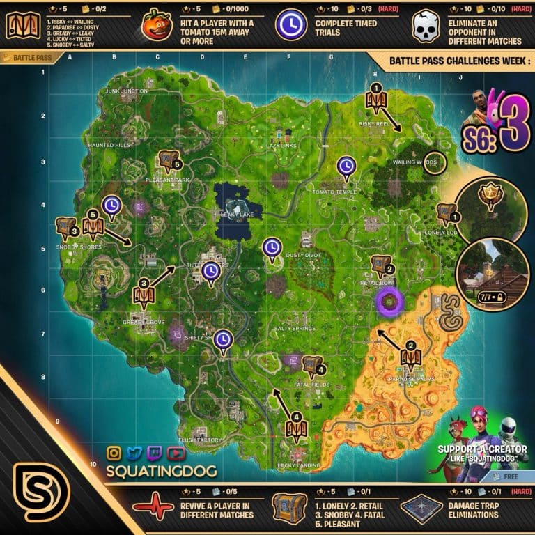 Fortnite Season 6 Week 3 Challenges Map