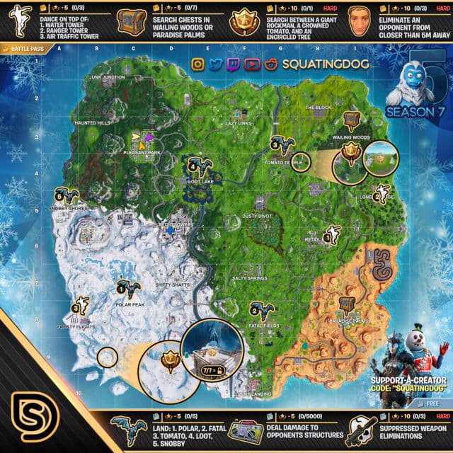 Fortnite Season 7 Week 5 Challenges Map