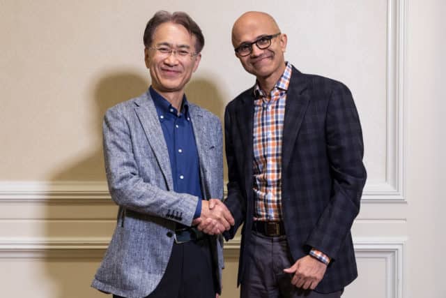 MS Exec Nadella Sony CEO Kenichiro Yoshida