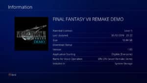 Final Fantasy VII Remake Demo PSN Image 2