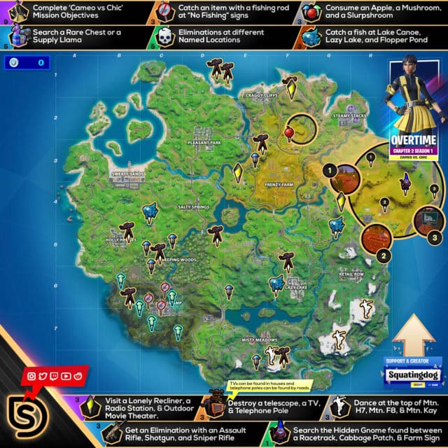 Fortnite Chapter 2 Season 1 Cameo VS Chic Challenges Cheat Sheet