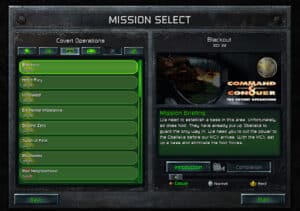 Command & Conquer Remastered Collection Covert Operations Expansion Pack Mission Select