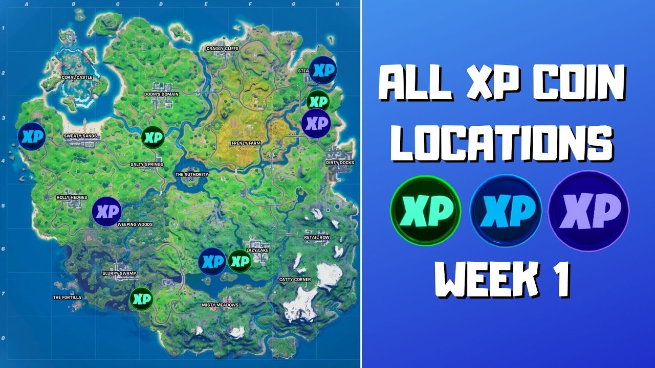 Fortnite Chapter 2 Season 4 Week 1 XP Coins Map Locations Guide