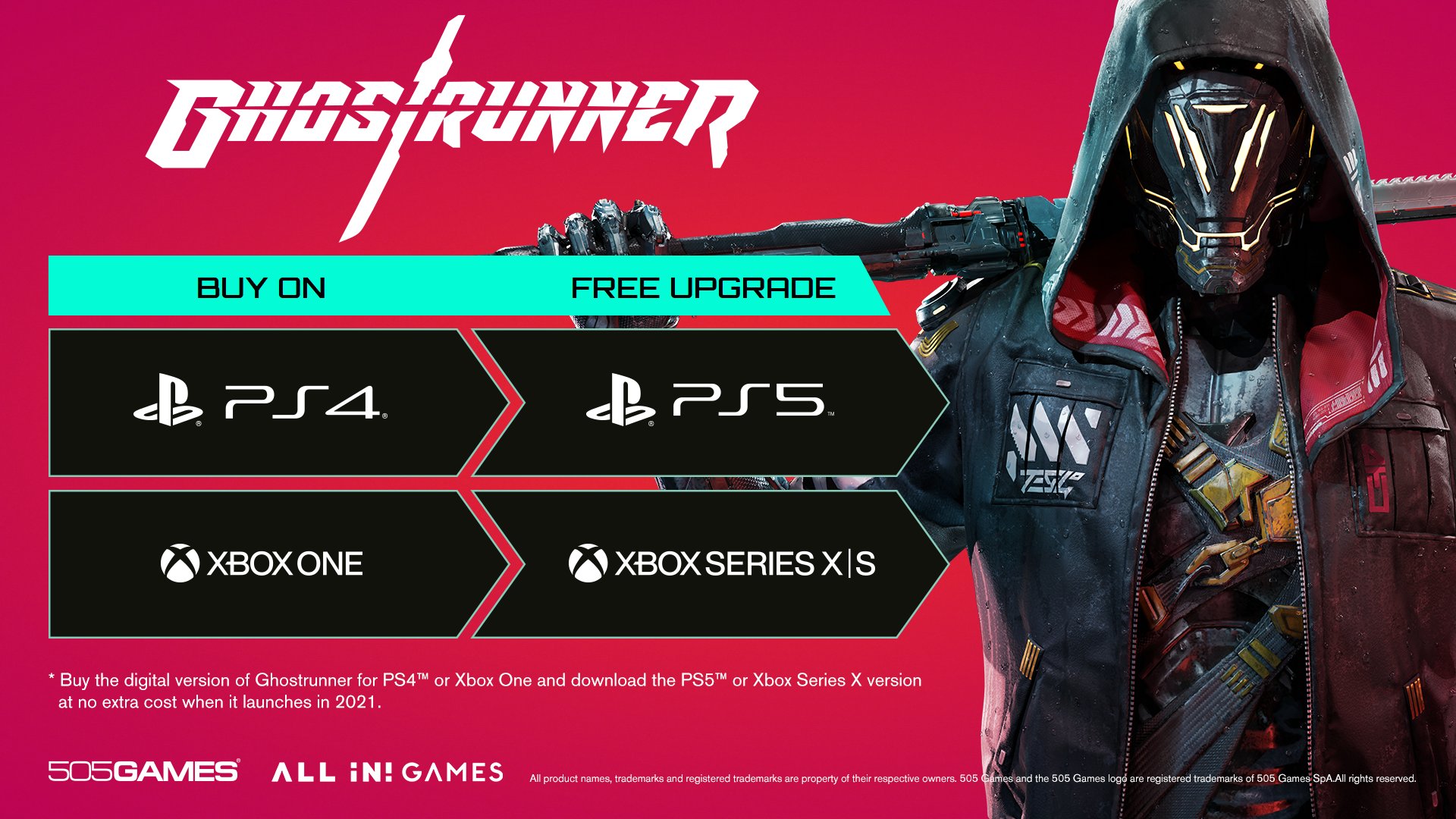 Получить бесплатный гейм. Ghostrunner (ps5). Ghostrunner ps4 обложка. Ghostrunner пс5. Ghostrunner on Xbox Series x.