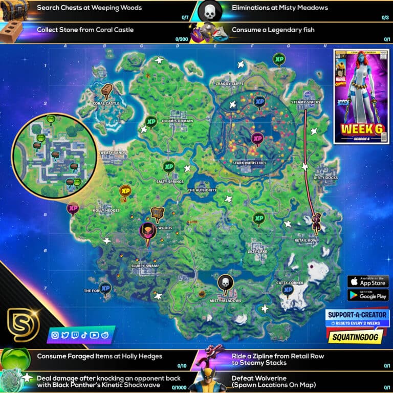 Fortnite Chapter 2 Season 4 Week 6 Challenges Cheat Sheet 6684