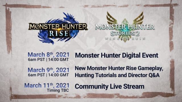 Monster Hunter Live Streams March 2021