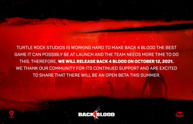 Back 4 Blood Delayed to October 12