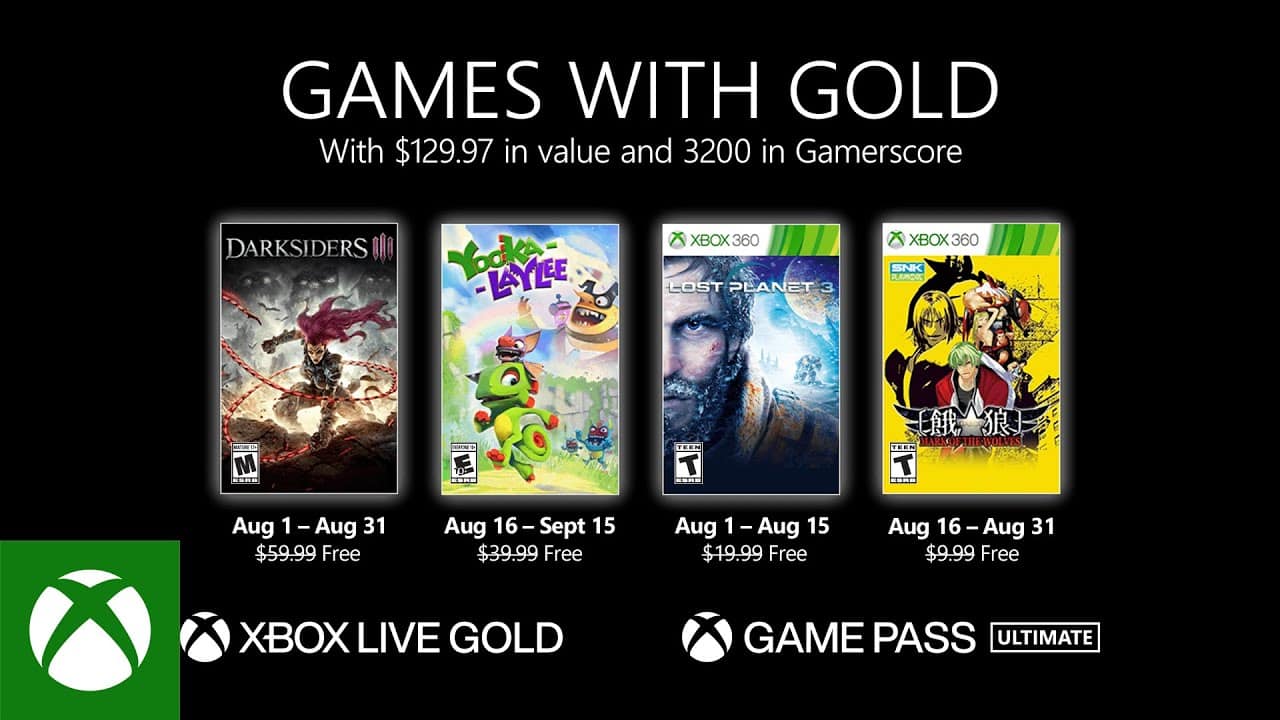 Xbox Games with Gold for August 2021 Lineup