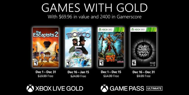 Xbox Games with Gold for December 2021 Lineup