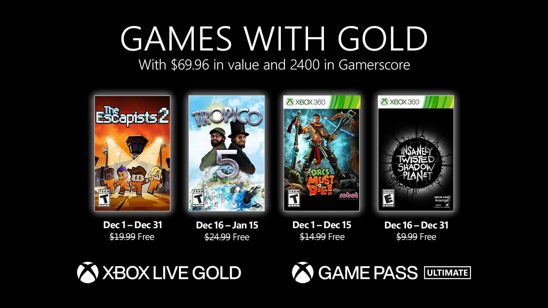 Xbox Games with Gold for December 2021 Lineup